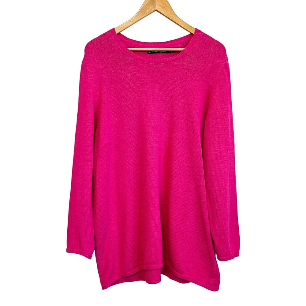 Gudrun Sjoden Women Sweater Large Pink Boxy Oversized Lagenlook Lagom Cotton
