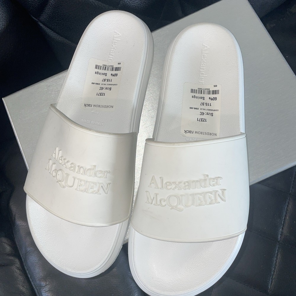 Alexander McQueen Logo Pool Slides Sandals Red Women’s Size 40 (US 12) Authentic