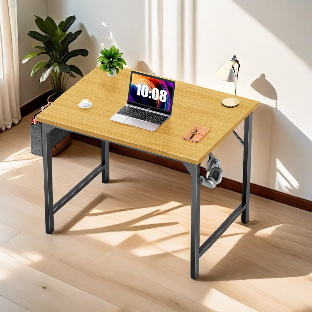 Computer Desk with Storage Bag and Headphone Hook, 31 in Small Home Office Wr...