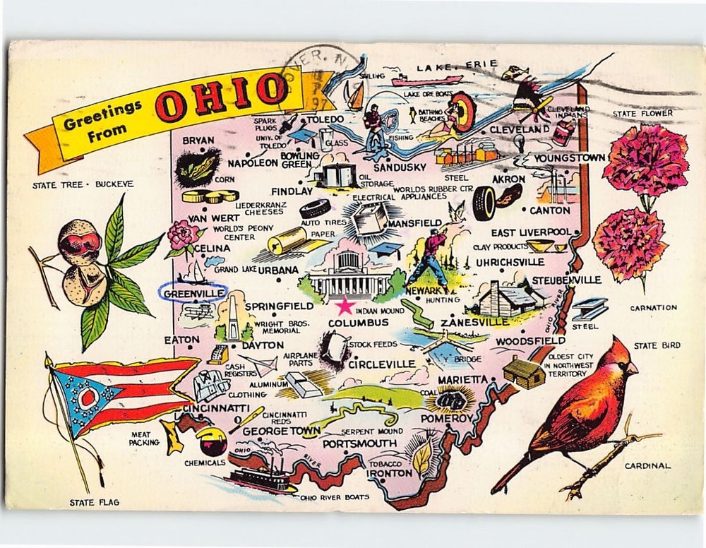 Postcard The Buckeye State Greetings from Ohio USA