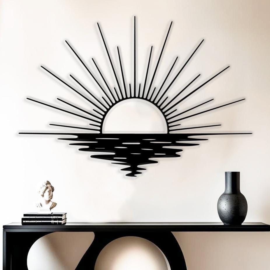 Large Sunrise Wall Art, Sunset Home Decor, Sun Metal Wall Decor for Living Room