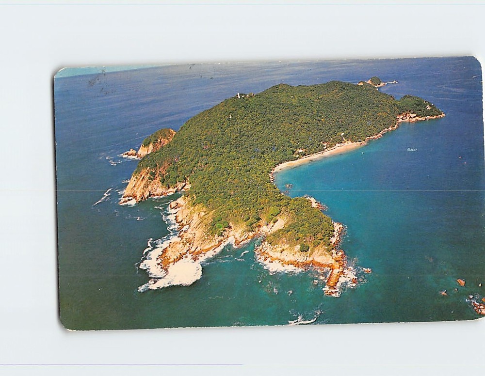 Postcard La Roqueta Island Air View Acapulco Mexico