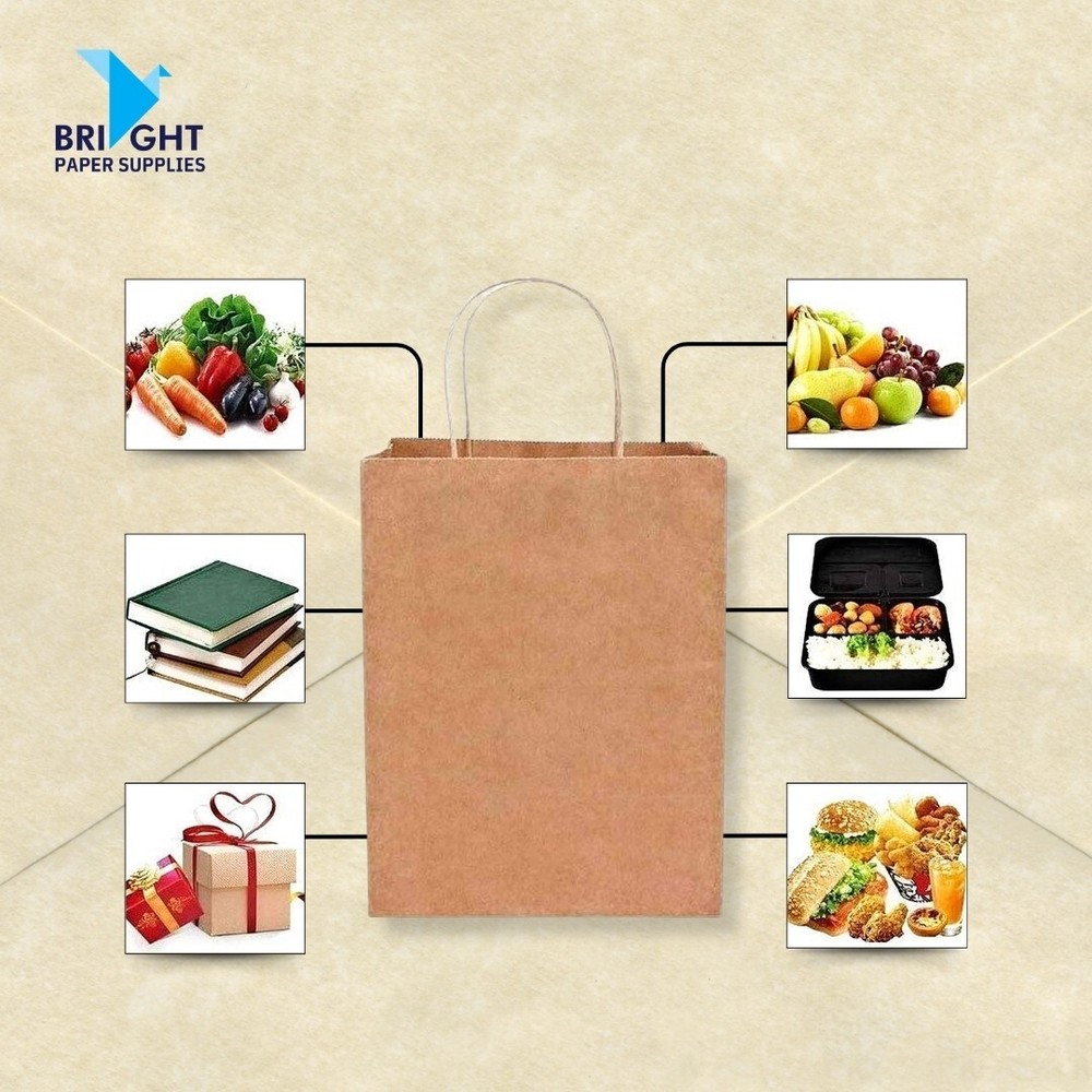 50 Bags-[13x7x17]- Brown Paper Bags with Handles