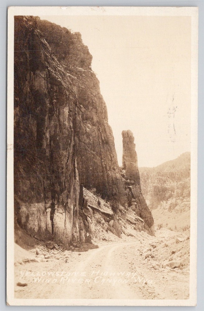 RPPC Yellowstone Highway Wind River Canyon WY C1925 Postcard AJ3