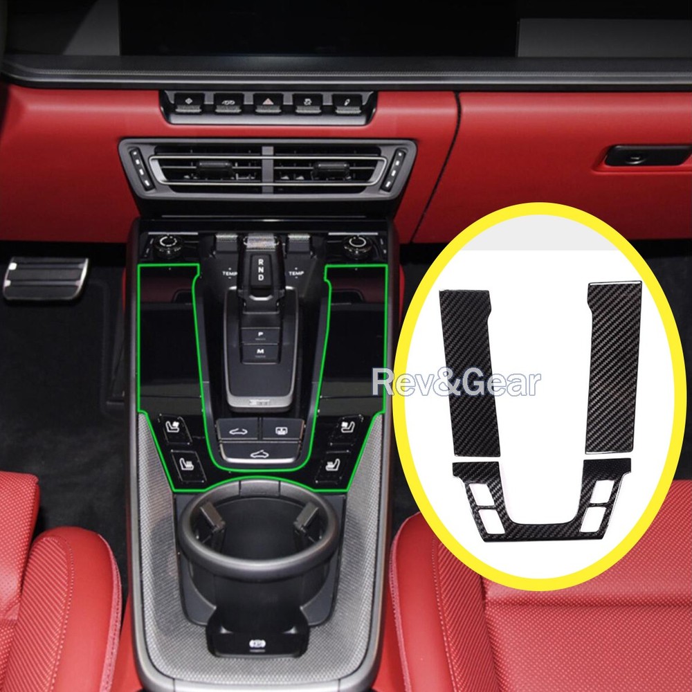 Real Carbon Fiber For Porsche 911 992 2019-2024 Center Console Panel Trim Cover