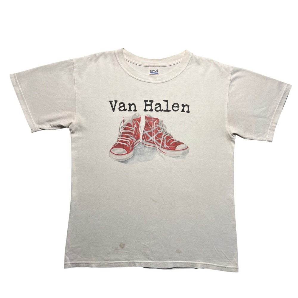VTG 2004 Van Halen Tour T Shirt Mens Medium M Anvil White Red Sneakers Band Tee