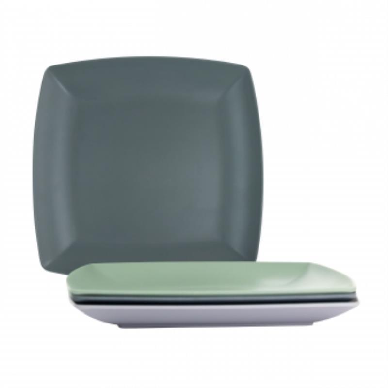 Gibson Home Grayson 4 Piece 10.5 Inch Square Melamine Dinner Plate Set In Assor