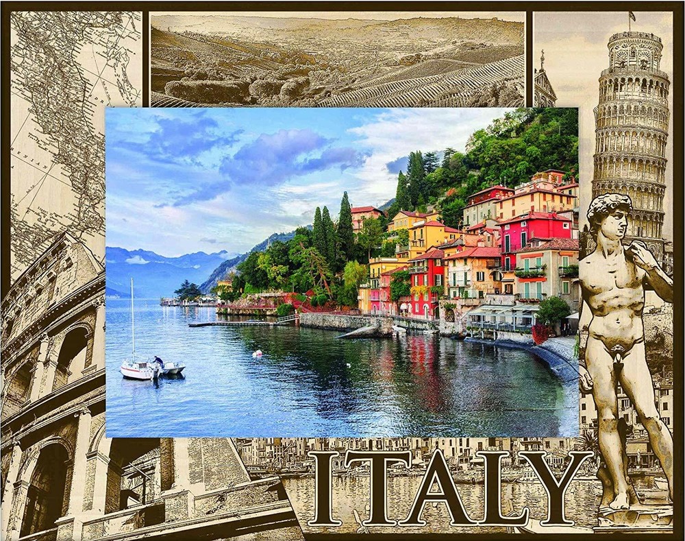 Italy Laser Engraved Wood Picture Frame Landscape (4 x 6)