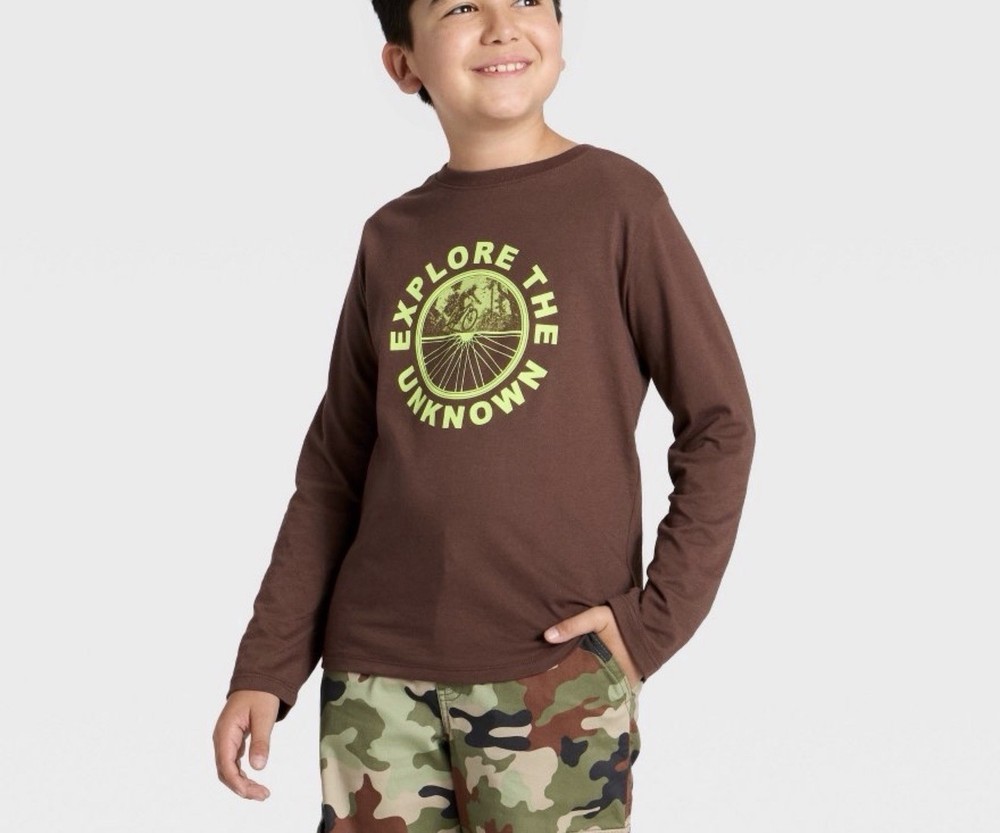 Boys' Long Sleeve Graphic T-Shirt - Cat & Jack XL Husky Explore The Unknowing 14