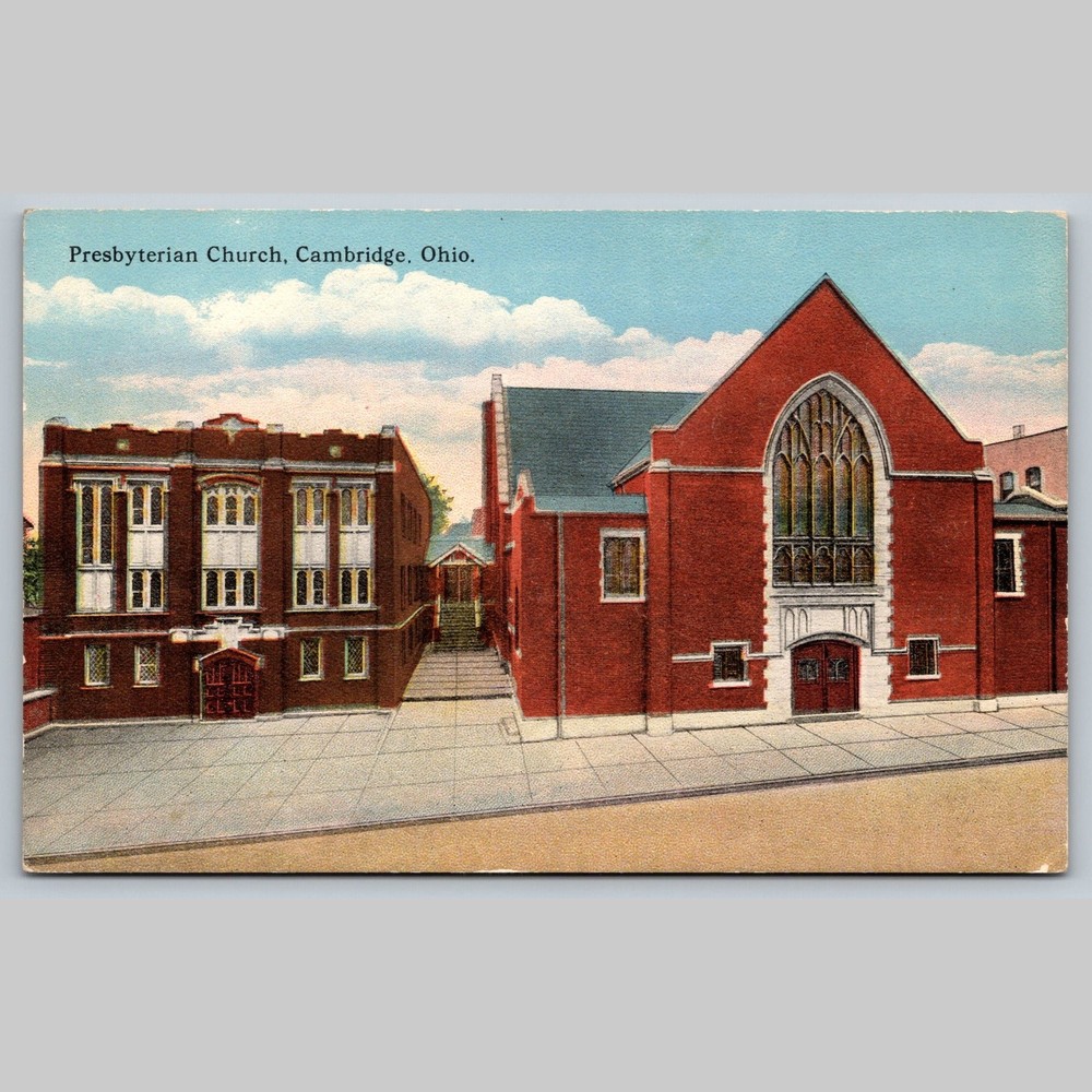 Postcard Presbyterian Church Cambridge Ohio Architecture