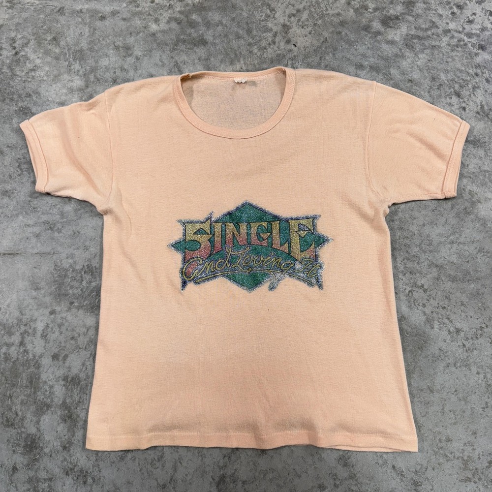 Vintage Single And Loving It Shirt Womens Medium Graphic Tee 80s Humor Funny