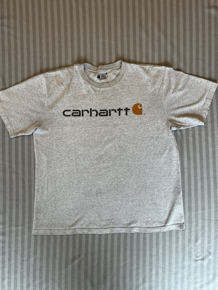 Carhartt Classic Spell Out Logo Men's Loose Fit Gray T-Shirt Size Large