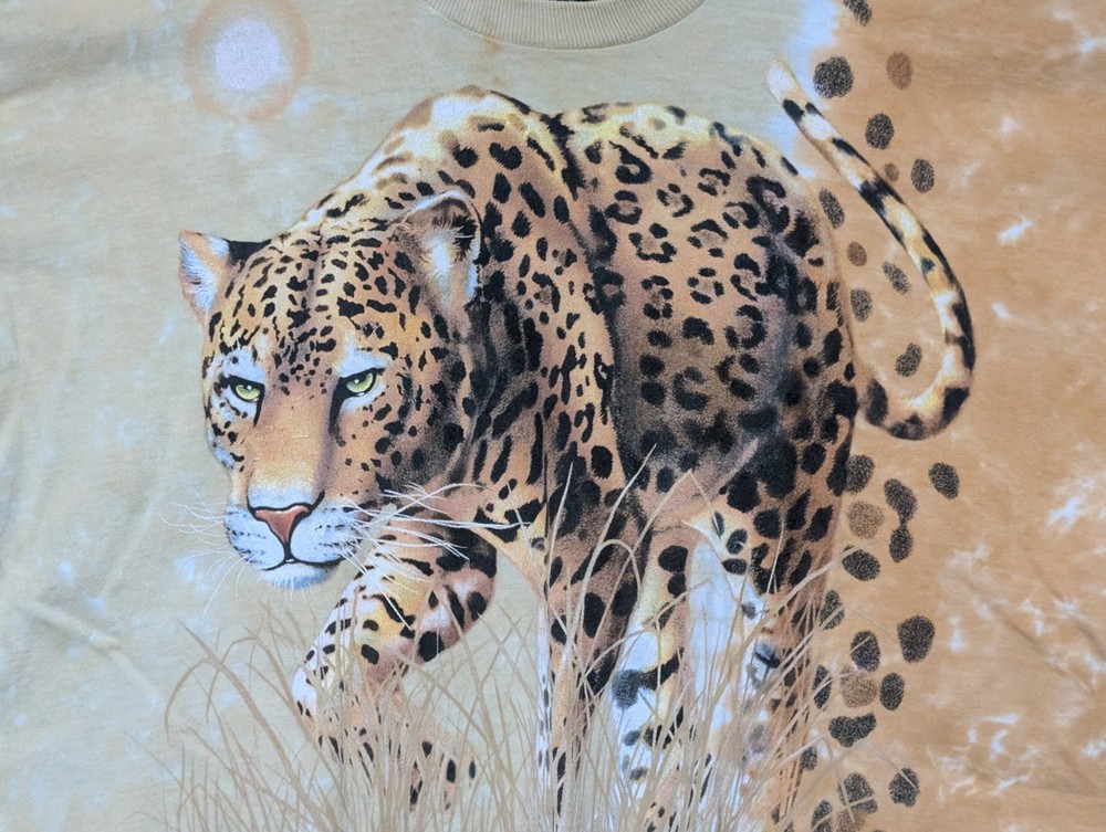 Liquid Blue Mens T-shirt Tie-Dye Vintage Stalking Leopard Flawed 2XL #6382
