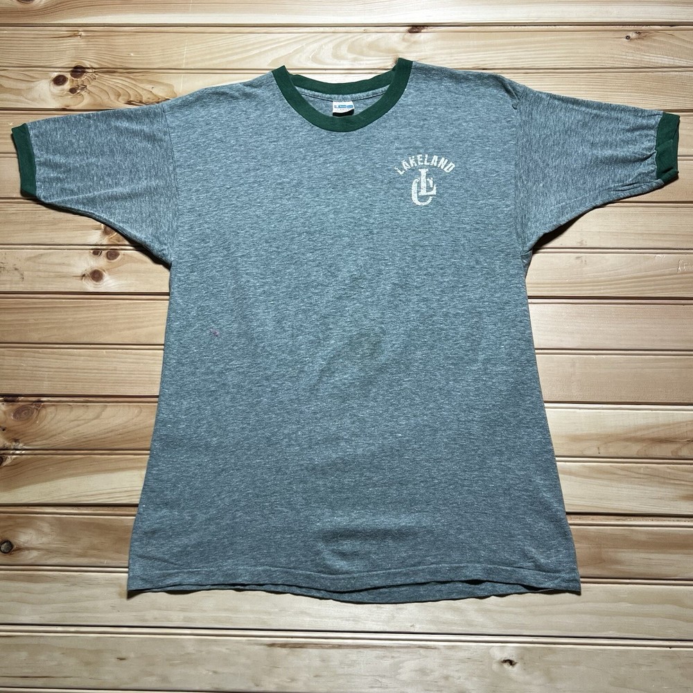 Vintage 70s Blue Bar Champion NY Jewish Fresh Air Camp Lakeland Shirt Size Large