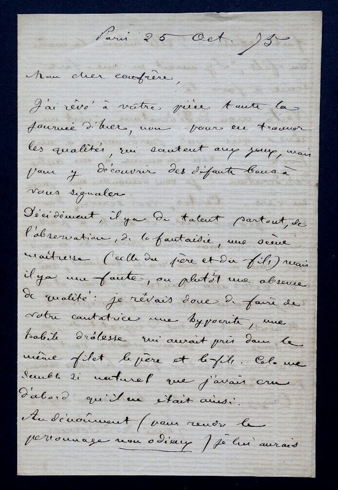 Henri DE BORNIER, Playwright - SIGNED AUTOGRAPH LETTER, Paris, 1875