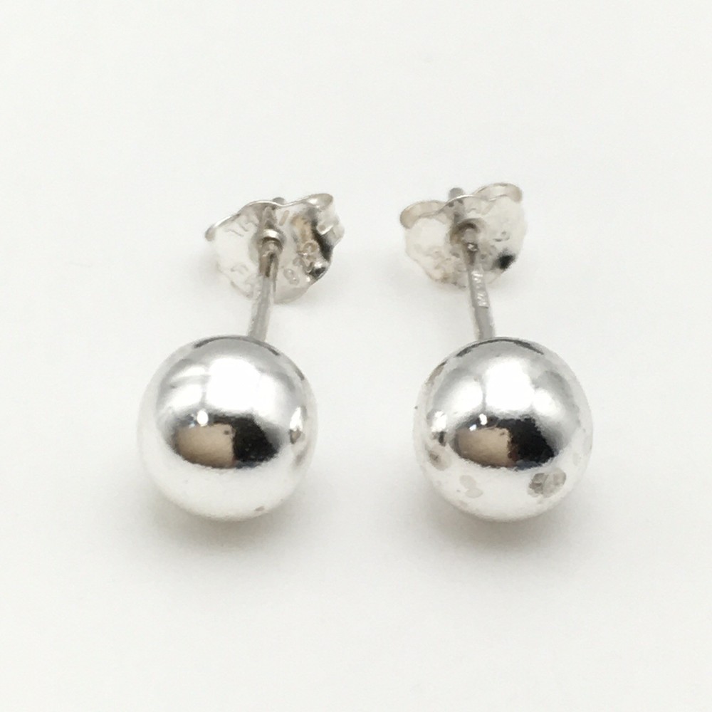 SCRAP Vintage Sterling Silver 6mm Ball Stud Post Earrings Marked FAS 925 #00