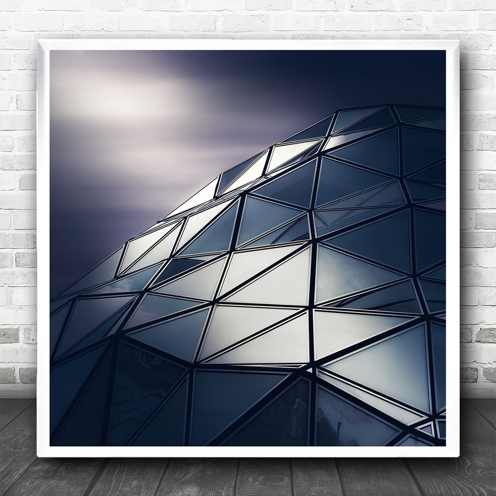 Abstract Architectural Shapes Moonlight Reflection Square Wall Art Print