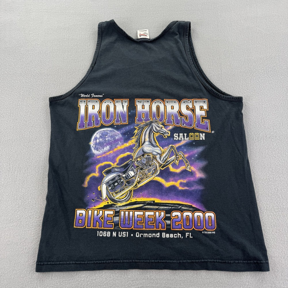 Vintage Iron Horse Saloon Shirt Mens Large Bike Week 2000 Motorcycle Tank 00s
