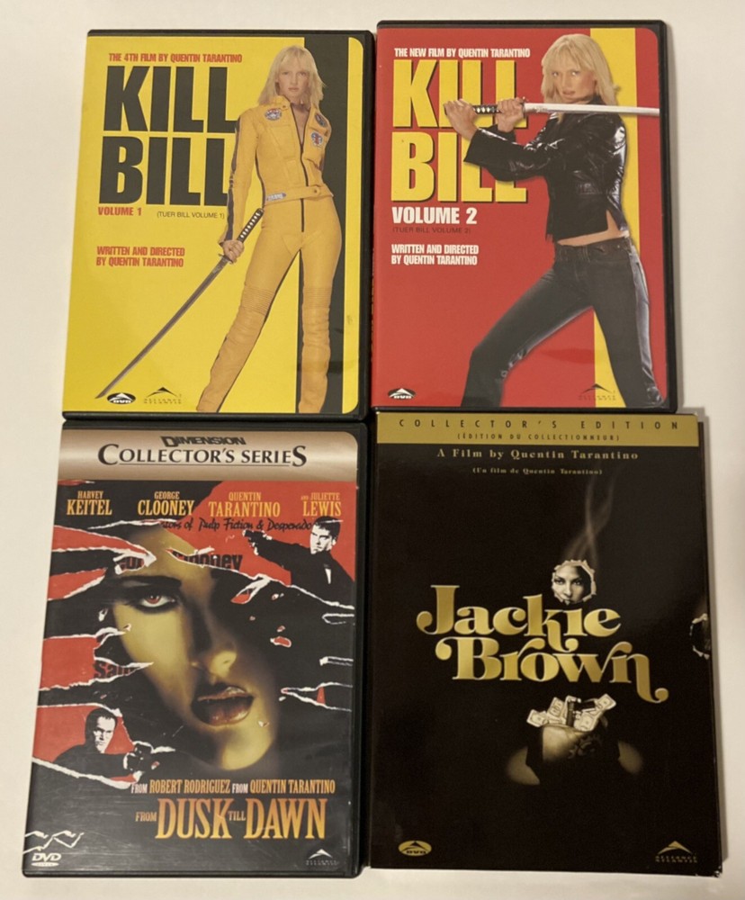 Tarantino 4 DVD Lot: Pulp Fiction/Kill Bill 1 + 2/ Jackie Brown/Dusk till Dawn