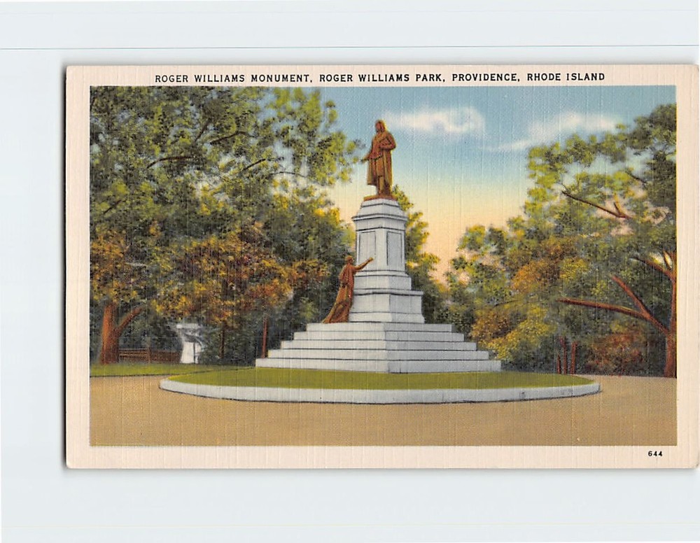 Postcard Roger Williams Monument Roger Williams Park Providence Rhode Island USA