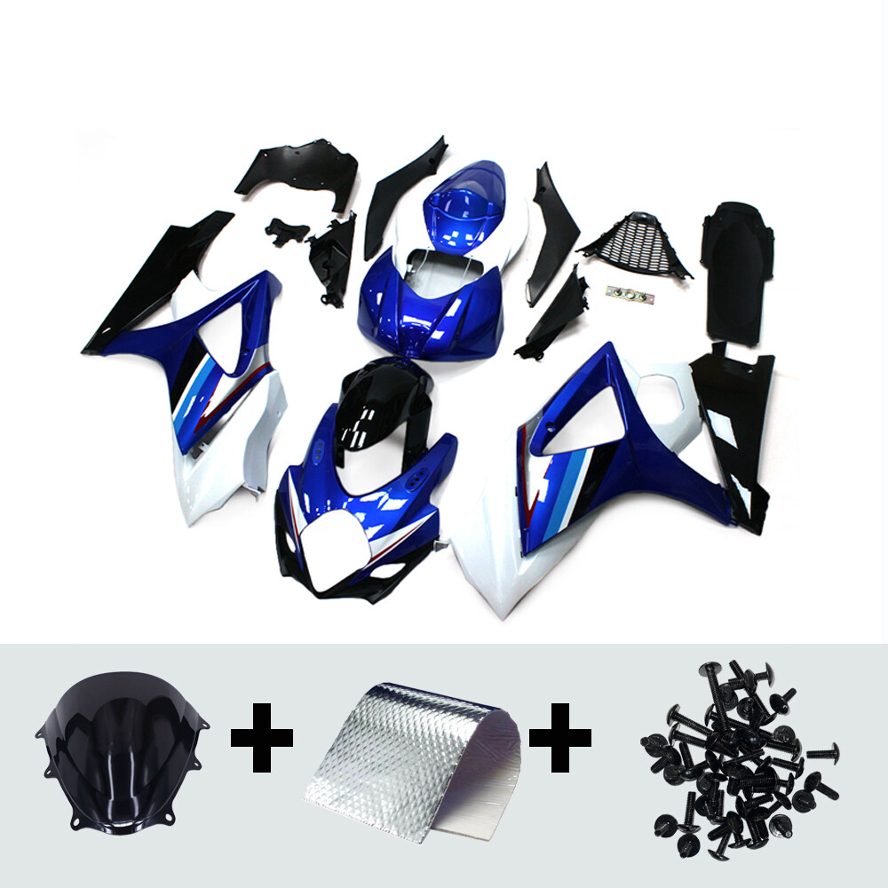Blue White Fairing Kit for 2007 2008 Suzuki GSXR1000 K7 ABS Injection Bodywork