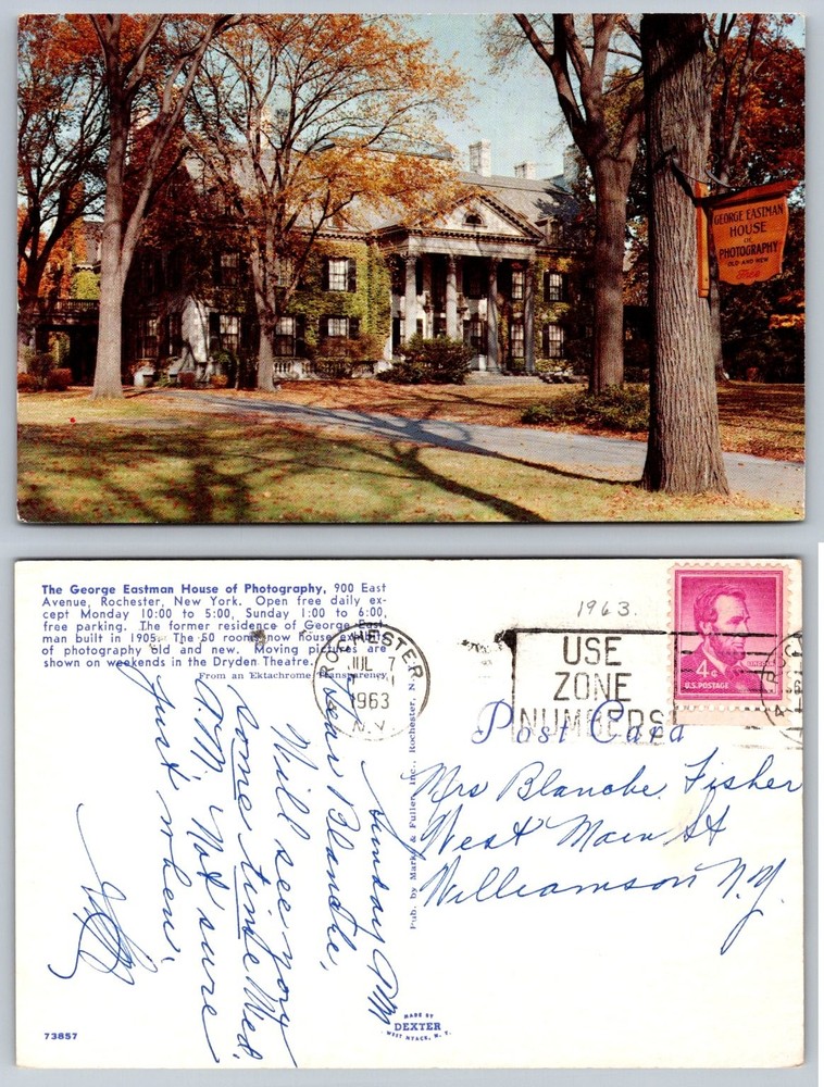 1963 George Eastman House Rochester NY Museum Photography Vintage Postcard
