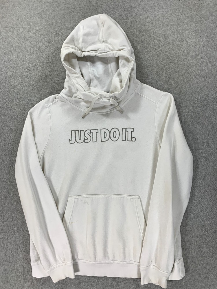 Nike Just Do It Blue Label Cowl Neck Hoodie Sweatshirt (Women's Large) White