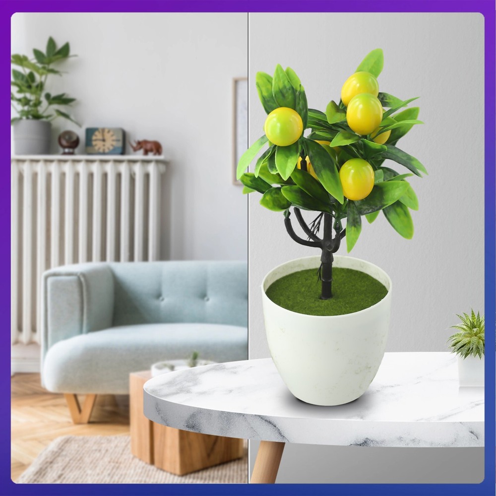 Artificial Potted Flowers Fake Lemon Tree Outdoor Garden Home In Pot Decor