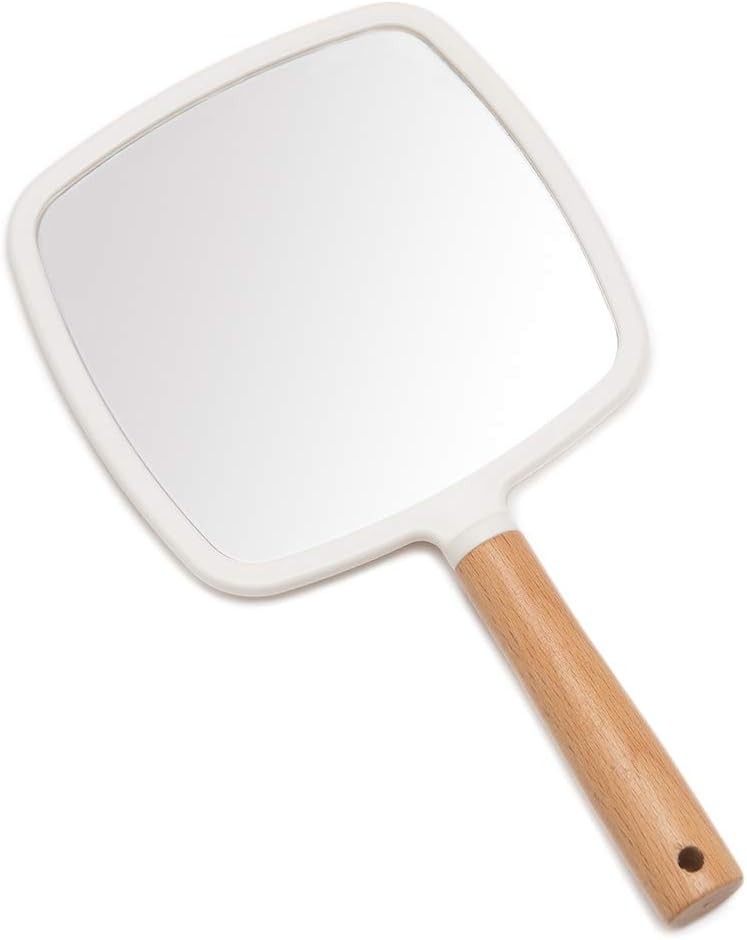 Hand Held Mirror with Handle for Makeup,Mirror for Shaving with Hole Hanging