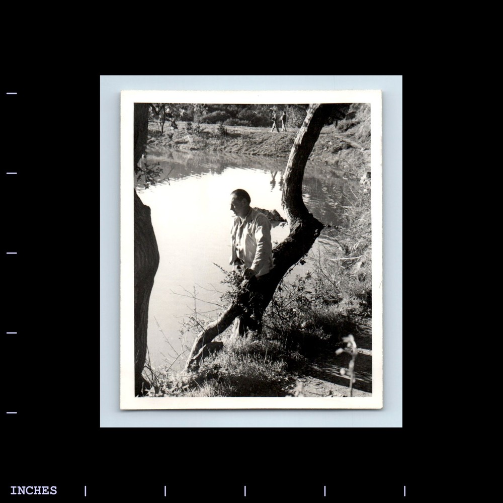 Old Vintage Photo MAN STANDING BY LAKE