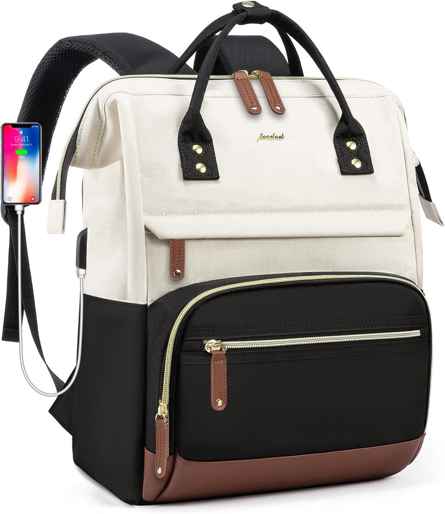 Waterproof 15.6 Inch Women's Laptop Backpack with USB Charger for Travel & Work  