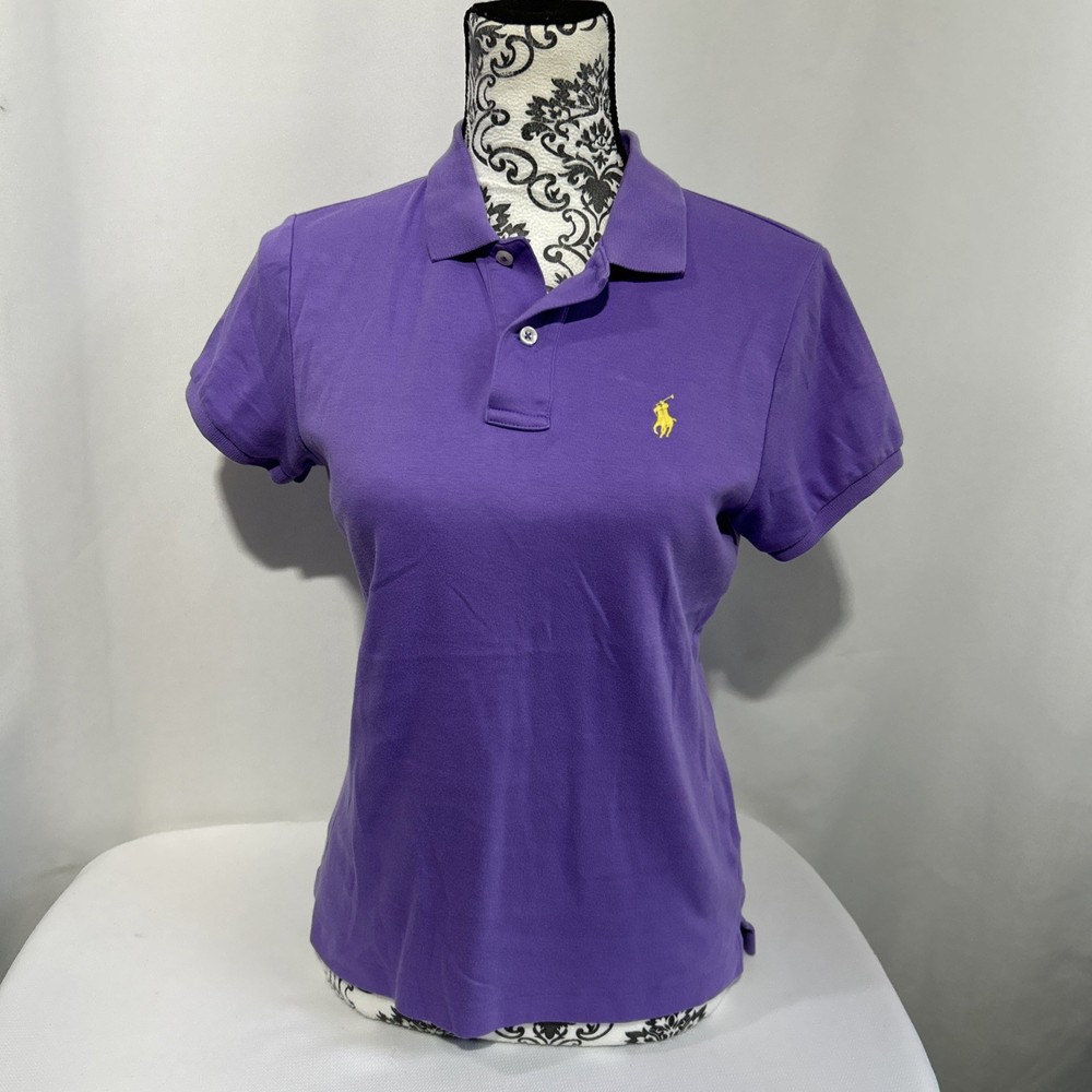 Ralph Lauren Sport Polo Shirt Women's Sz L Purple Short Sleeve Embroidered Pony