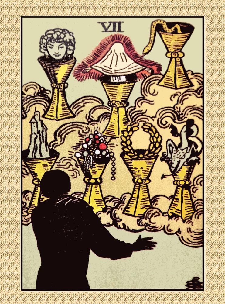Decoration Poster from Vintage Tarot Card.Seven of Cups.Mystic Wall Decor.11419