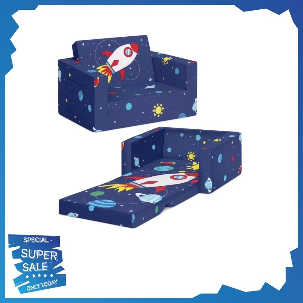 Delta Children Cozee Flip-Out 2-in-1 Convertible Chair Lounger for Kids Space Saving Design