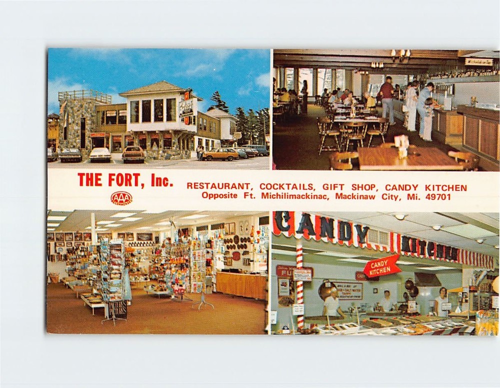 Postcard The Fort Inc. Mackinaw City Michigan USA