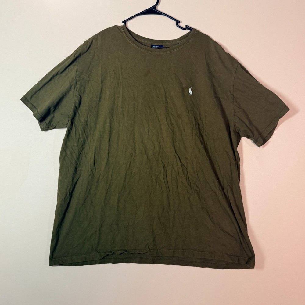 Vintage Polo Ralph Lauren Crew Neck Tee T-Shirt Army Green Men's Size XXL 2XL