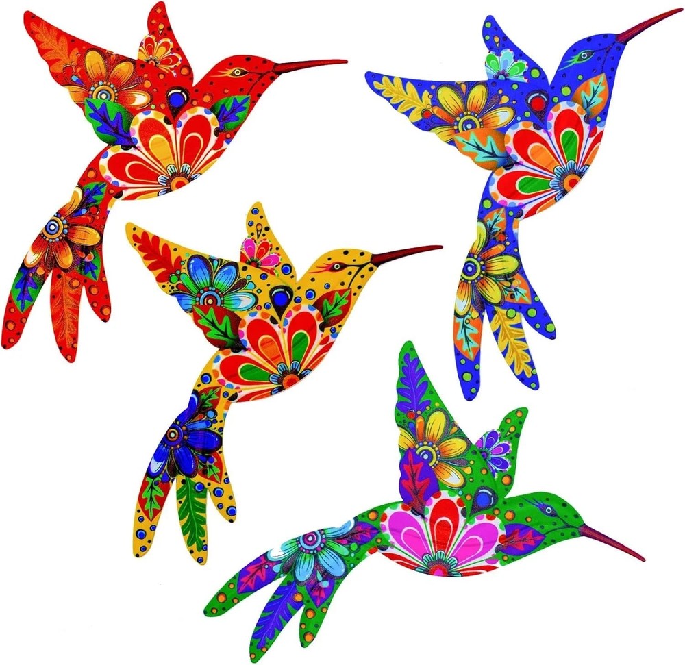 Outdoor Metal Wall Art Garden Decor for outside Colorful Hummingbird Fence Art -