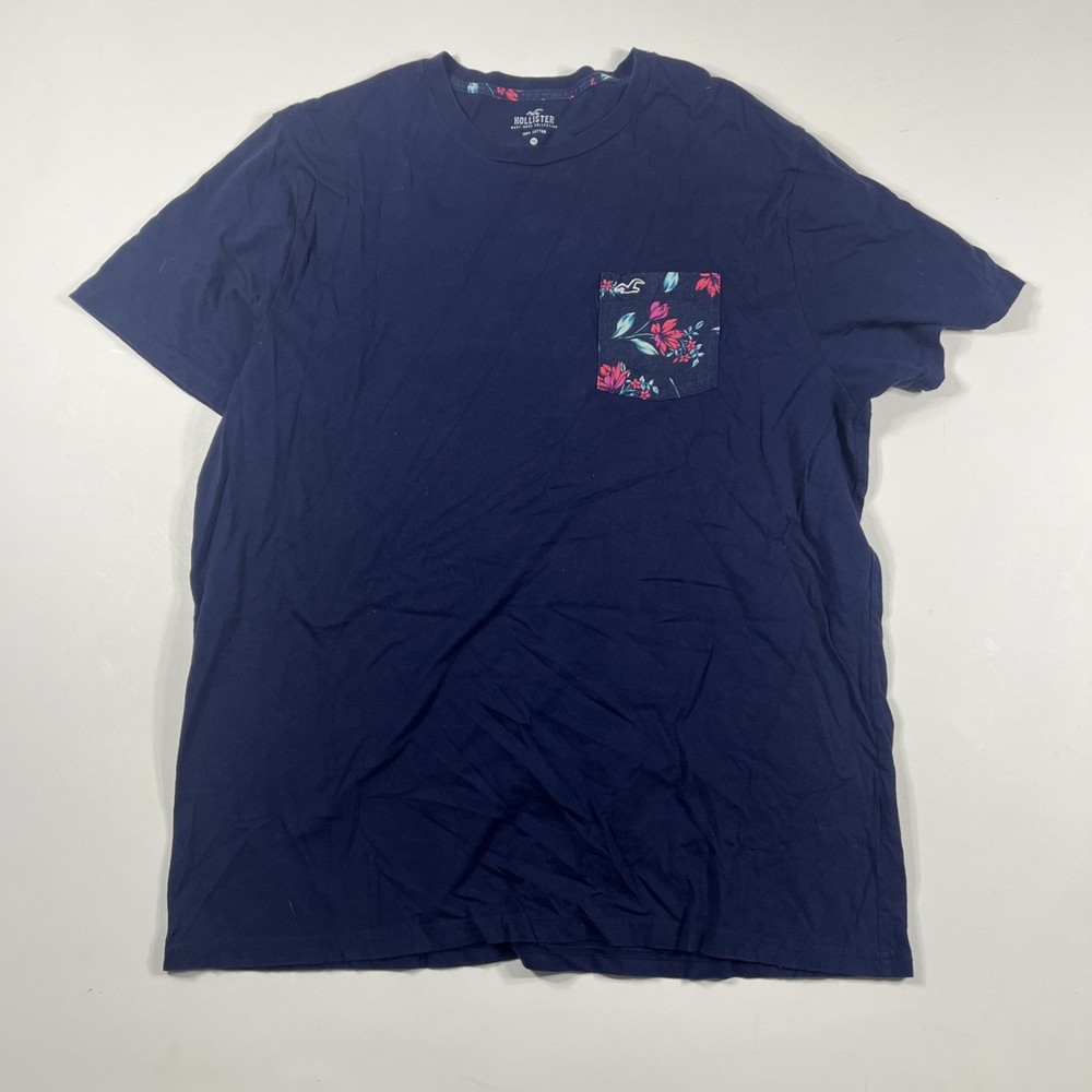 Hollister Must Have Collection Blue Short Sleeve Cotton T-Shirt Men's XXL Pocket