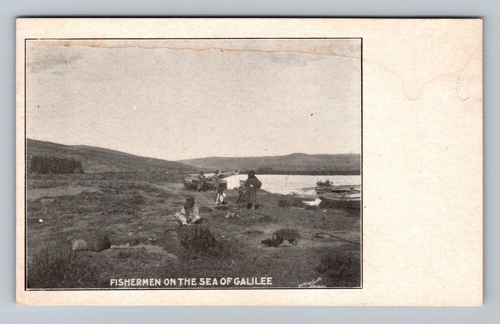 Israel- Galilee Fishermen On The Sea Of Galilee Old Postal PC Vintage Postcard