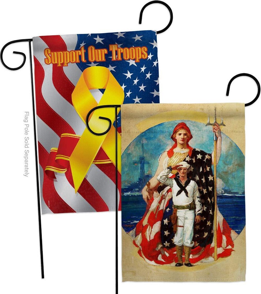 Navy Wartime Garden Flag Pack Armed Forces USN Seabee United State American M...