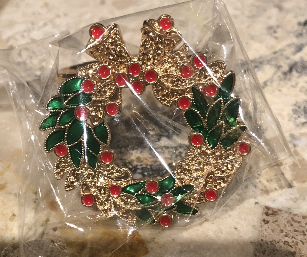 12 Pcs Christmas Napkin Holders 8 Christmas Wreath And 4 Christmas Trees