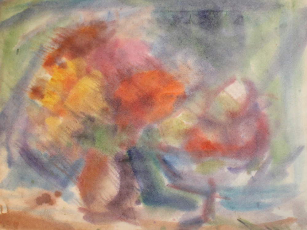 Vintage post impressionist watercolor painting still life