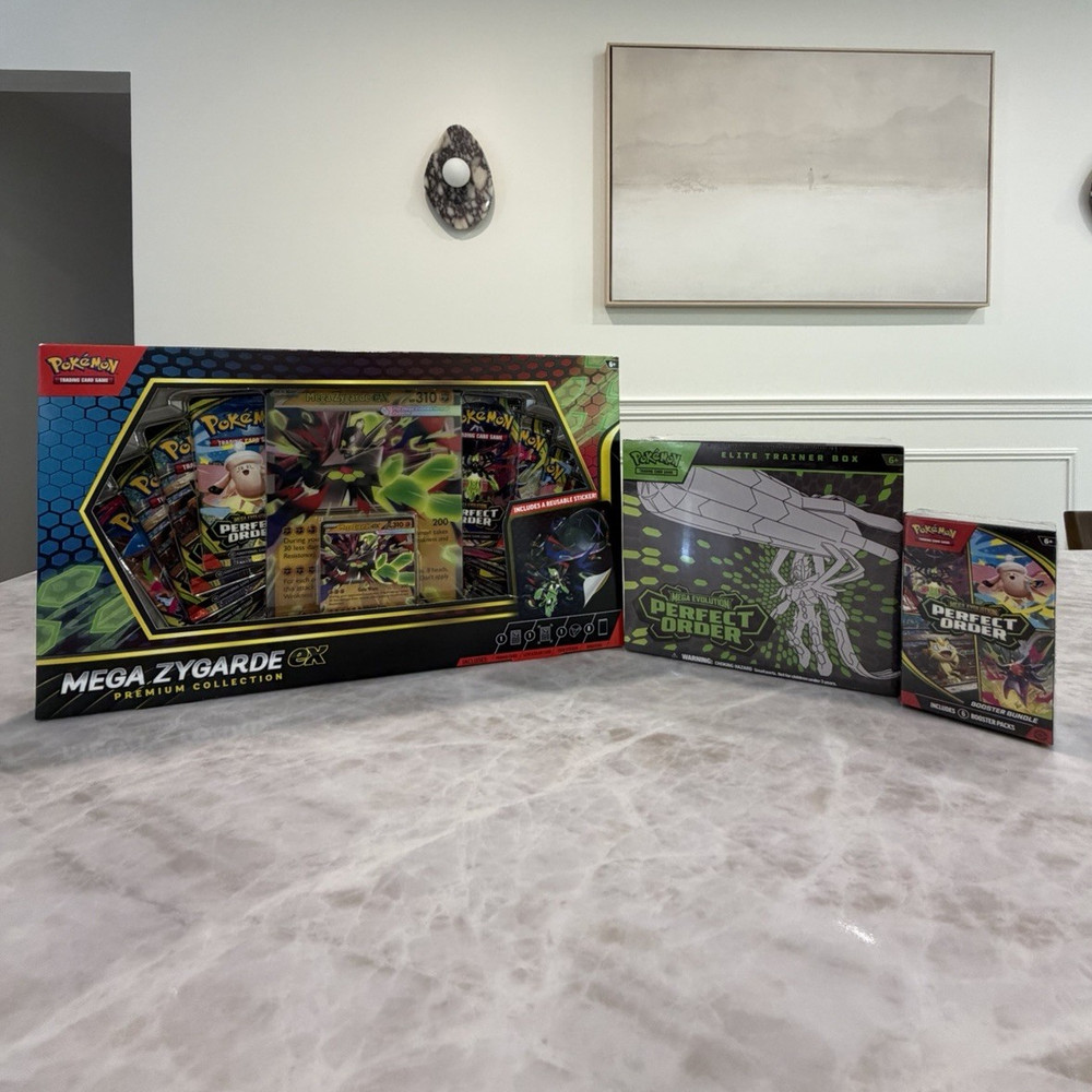 Pokémon TCG Perfect Order Mega Zygarde Ex Box, ETB and Booster Bundle! Sealed!