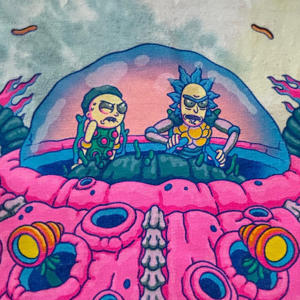 Rick And Morty Space Cruiser  Medium T-Shirt Adult Swim Tie-dye