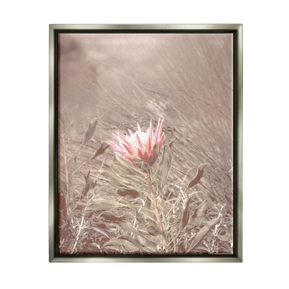 Lone Pink Flower Grassland Floating Framed Wall Art, Design by Lil' Rue