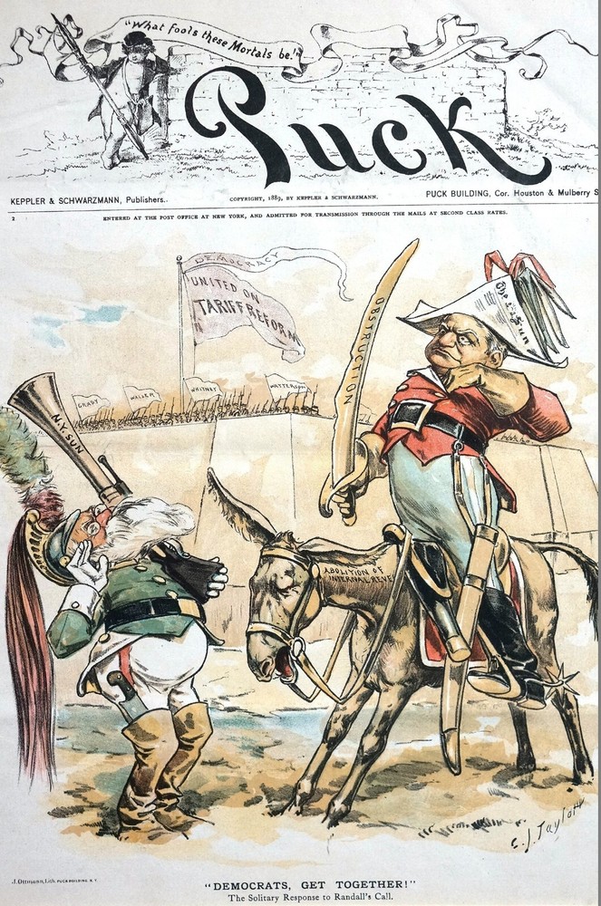 Randall Call to Unite DEMOCRATS 1889 ABOLISH INTERNAL REVENUE SERVICE Puck Print