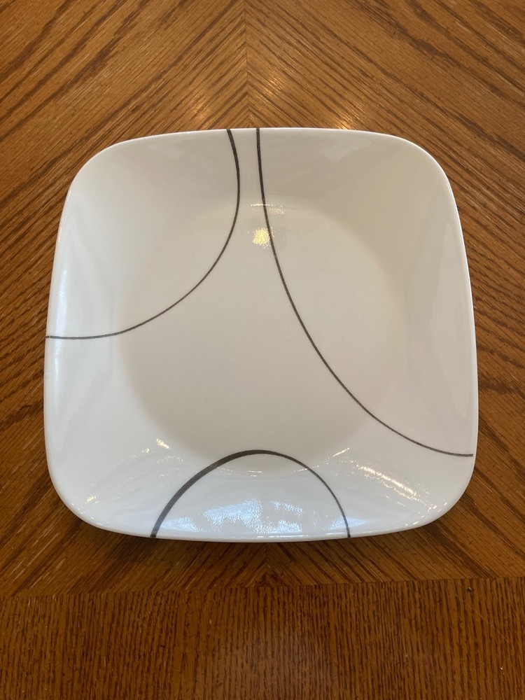 Corelle by Corning Simple Lines Square Black & White Salad Plate 9