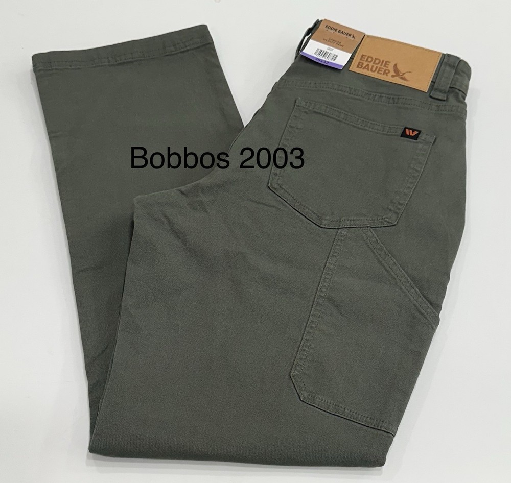 Eddie Bauer Men’s Canvas Utility Stretch Pants, Green, Size 30X32