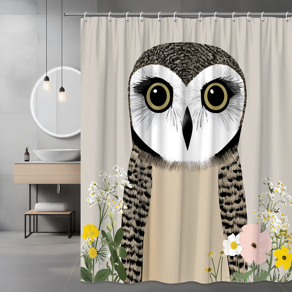 Owl Floral Shower Curtain Printed Bird Design