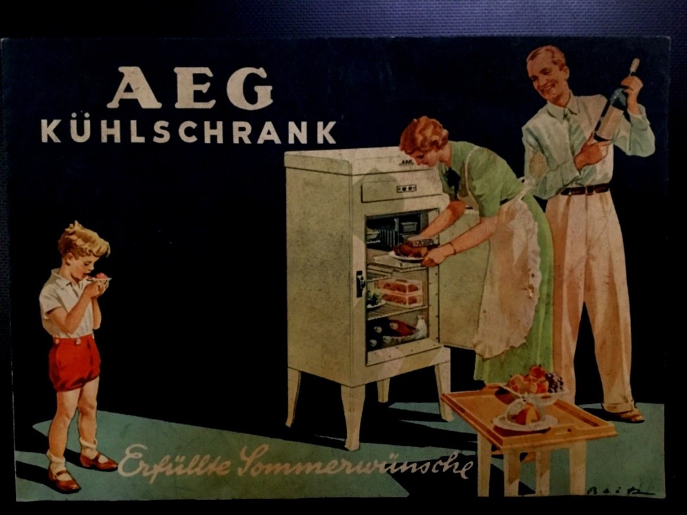 Kühlschrank Nazi era AEG Refrigerator PRE-WWII color brochure catalog in GERMAN